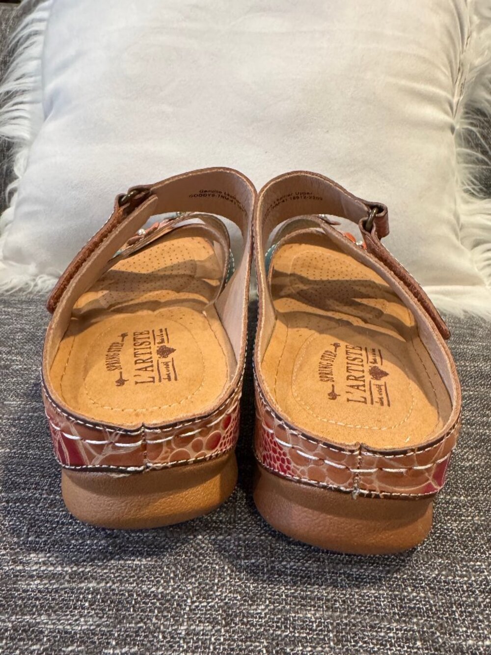 L'Artiste by Spring Step Goodys Floral Leather Slides Women's EU 41 / US 10 EUC - Picture 5 of 7